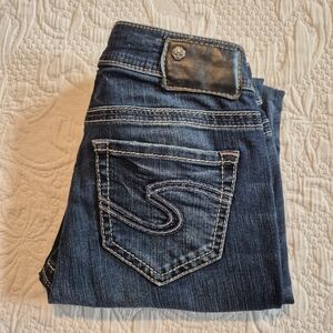 Silver size 26 Suki Mid super skinny, cut off to cropped length rolled GUC